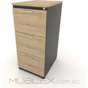 Archivador metálico con 3 cajons y tapas melamínicas