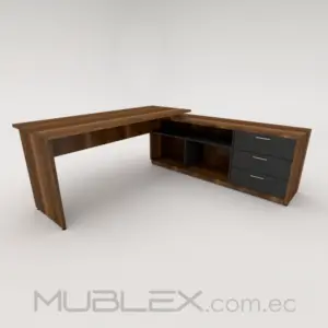Escritorio Gerencial Arena en L esquinero con librero