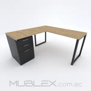 Escritorio ejecutivo en L esquinero Quattro 150 cm con cajonera