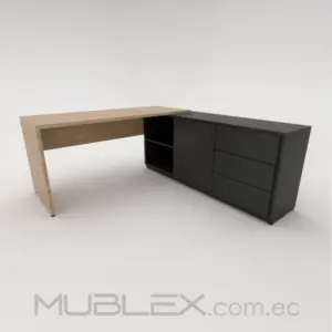 Escritorio Gerencial Titan Plus en L esquinero con librero