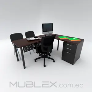 Escritorio en L esquinero Klass con cajonera