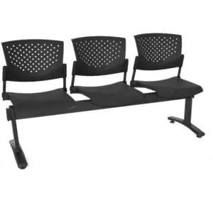 Silla tándem Plastic 3 puestos negro
