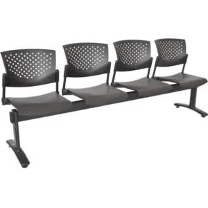 Silla tándem Plastic 4 puestos negro