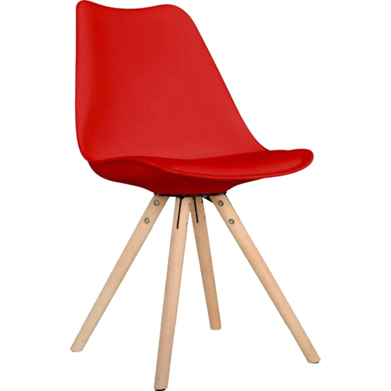 Silla diseño Ema II roja tapizada 1 Silla Ema II roja
