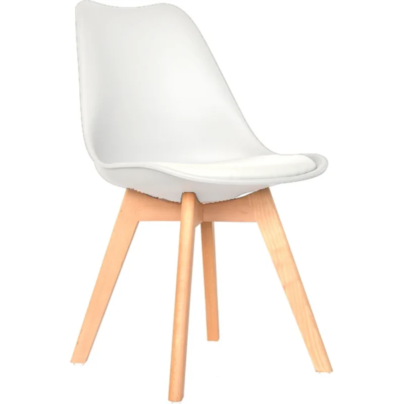 Silla diseño Ema blanca tapizada 1 Silla Ema tapizada blanca
