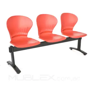 Silla Tándem Atlanta Inter 3 puestos rojo