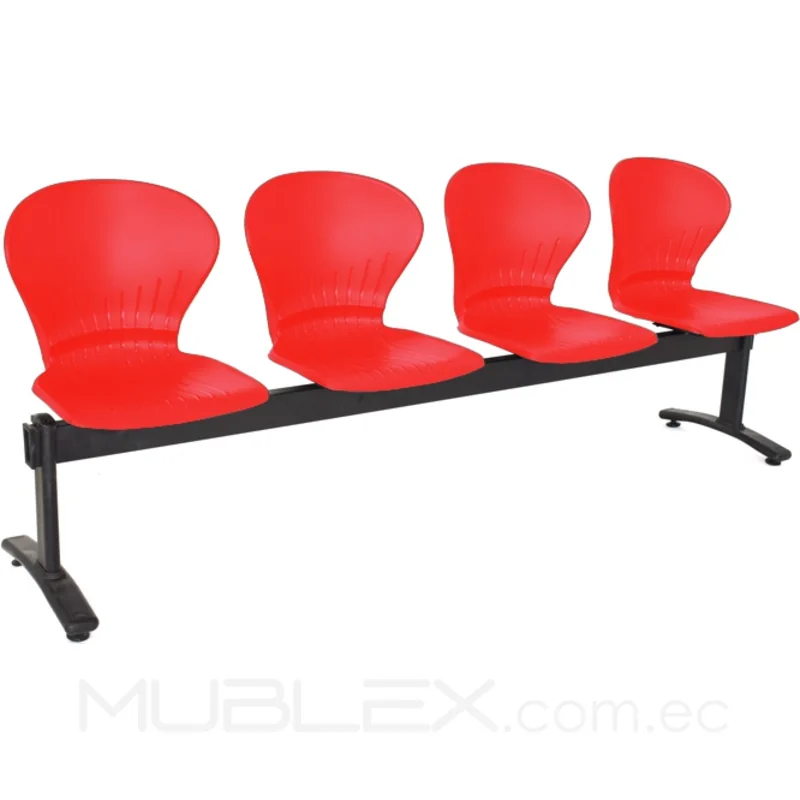 Silla Tándem Atlanta Inter 4 puestos rojo 33 Silla Tándem Atlanta Inter 4 puestos rojo