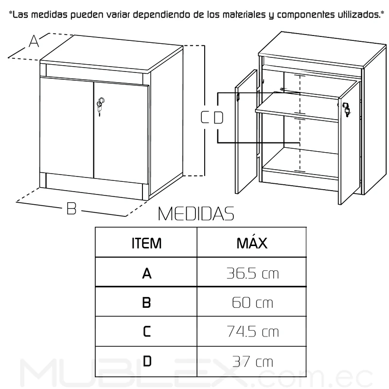 Arturito en madera con repisa Bari blanco 3 Arturito en madera con repisa Bari Medidas