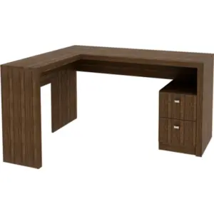 Escritorio en L esquinero en madera Montreal nogal