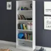 Librero en madera con 4 repisas Cork blanco 3 Librero en madera Cork blanco