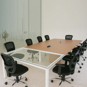 Mesa De Reuniones Para 10 Personas Vidrio Y Madera Klass