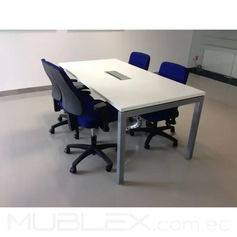 Mesa de reunión para 6 personas en madera Klass extendido 5 Mesa reunion madera para 6 personas Klass con grommet