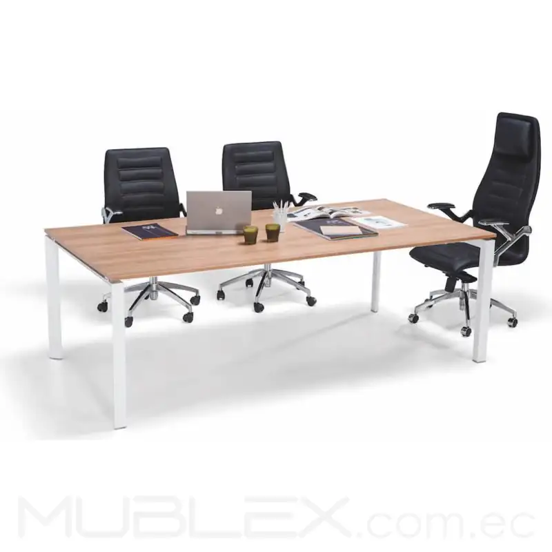 Mesa de reunión para 6 personas en madera Klass extendido 4 Mesa reunion madera para 6 personas Klass con sillas