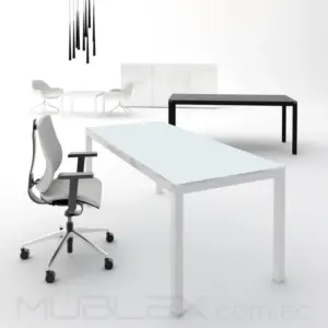 Escritorio Klass sencillo blanco en vidrio
