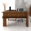 Escritorio en L esquinero en madera Morris rustico 5