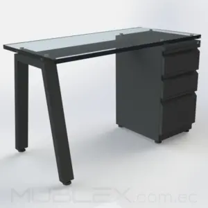 Escritorio en Vidrio sencillo con archivador