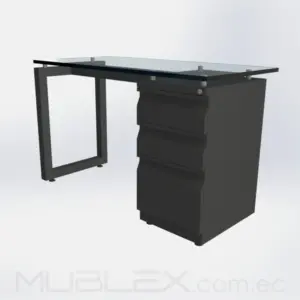 Escritorio en vidrio Quattro con archivador