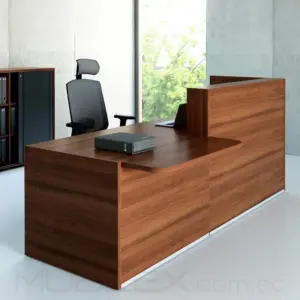 Mueble Recepcion recta esquinera madera atencion vidrio aluminio D