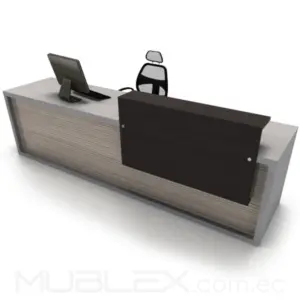 Mueble Recepcion recta esquinera madera atencion vidrio aluminio I