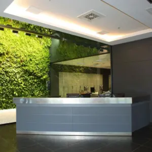 Recepcion hotel acero vidrio led ingreso lobby